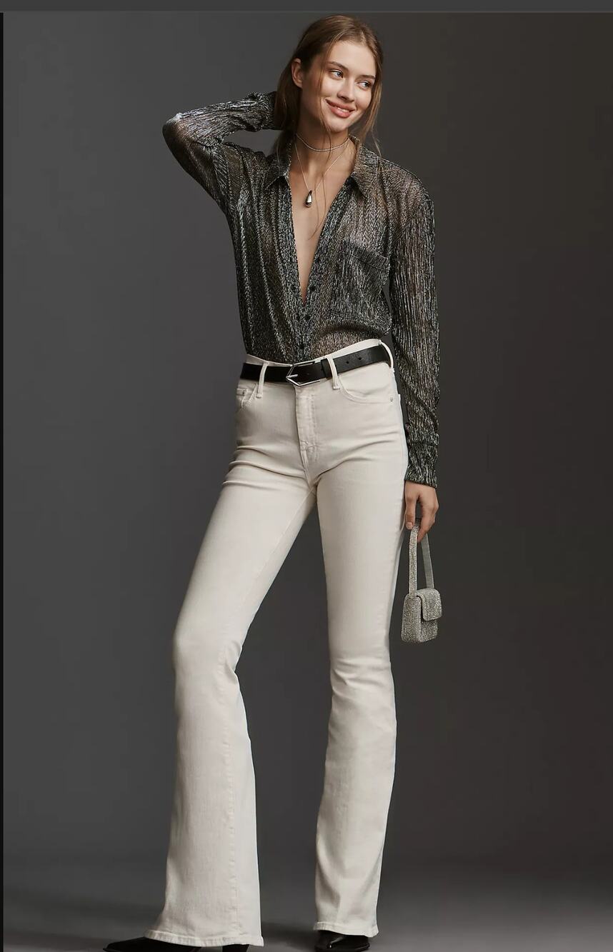 NWT MOTHER The Weekender Mid-Rise Flare Jeans - 34 waist